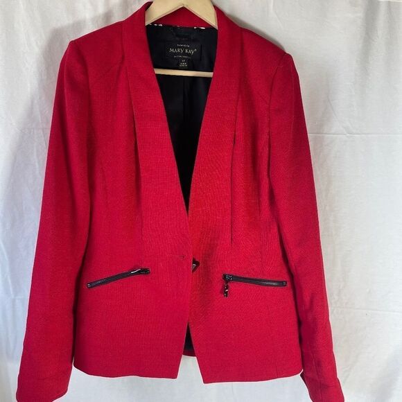 Mary Kay Nay Town Hill Red Woven Single Button Blazer Sz ST (Small and Tall) - Picture 1 of 7
